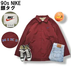 90s ヴィンテージ 銀タグ ナイキ NIKE コーチ ジャケット ナイロン ジャンパー ウィンドブレーカー スウッシュ ロゴ 裏地 ボア フリース XL ボルドー ストリート スポーツ メンズのサムネイル