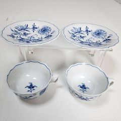 204/未使用品マイセン ブルーオニオン リーフディッシュ プレート 4点