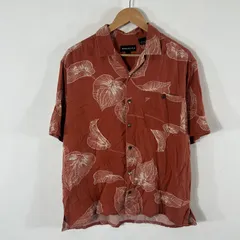 BARACUTA シルク 半袖 総柄 シャツ M テラコッタ 開襟 リーフ柄 葉っぱ　古着 ヴィンテージ vintage　Y2K  archiveのサムネイル