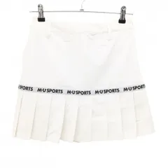 【新品】MUスポーツ プリーツスカート 白×ライトグレー ロゴライン ボーンワッペン レディース 40(M) ゴルフウェア M・U SPORTSのサムネイル