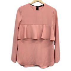 ヨーコチャン フリルロングスリーブフロントフリルブラウス ピンク
