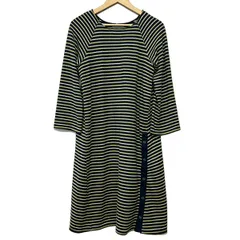 JOCOMOMOLA(ホコモモラ) ワンピース サイズ40 XL レディース - ダークネイビー×イエロー×マルチ クルーネック/長袖/ロング/ボーダーのサムネイル