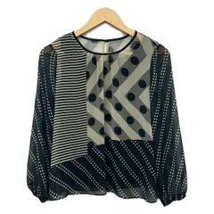 HIROKO BIS(ヒロコビス) 長袖シャツブラウス サイズ9 M レディース - ダークネイビー×ベージュ ドット柄/シースルー/ストライプのサムネイル