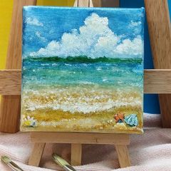 海とヨットのミニキャンバスアート 絵画 油絵 - メルカリ