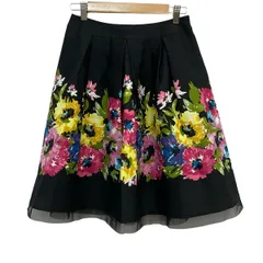 M'S GRACY(エムズグレイシー) スカート サイズ38 M レディース美品  - 黒×ピンク×マルチ ひざ丈/花柄のサムネイル