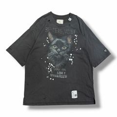 猫プリント ダメージ加工 Tシャツ - メルカリ