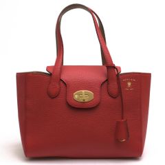 美品○ マルベリー トートバッグ ロゴ金具 ターンロック ボルドー