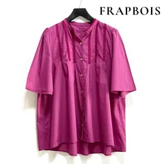 FRAPBOIS フラボア ステームシャツ コットン ギャザー フレアスリーブ 半袖 シャツ ピンク ゆったり A043のサムネイル