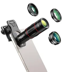 APEXEL スマホレンズセット 18倍スマホ望遠レンズ/15倍スマホマクロレンズ/0.63倍広角レンズ/198°魚眼レンズのセット 遠距離撮影やディティール撮影、壮大景色撮影や面白い撮影などあらゆる撮影ニーズに満たす 撮影ギフトのサムネイル