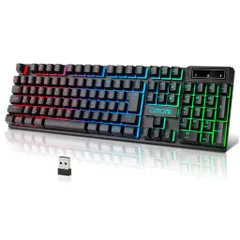 CHONCHOWワイヤレスゲーミングキーボード光る無線充電キーボード日本語配列keyboardゲーミングps4/ps5/xbox対応2.4GHzUSBのサムネイル