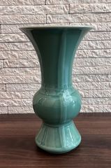 時代 鎹 かすがい 鎹治し 大型 花瓶 グリーン 陶器 花器 花瓶 大正浪漫
