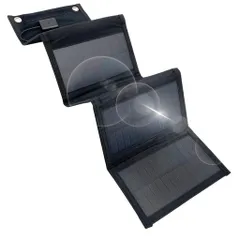 ソーラー充電器携帯型ソーラーチャージャー12W超軽量330gUSB出力5V/2A太陽光充電災害対策アウトドア用品キャンピング車中泊対応モバイル充電5面パネルカラビナ2つ付属日本発ブランドのサムネイル