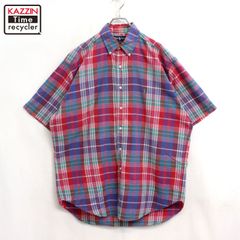 VAN JAC パッチワークシャツ チェック柄半袖 ハーフボタン 胸ポケット