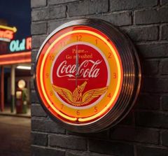 Coca-Cola ネオンライト付き掛時計　赤 Coca-Cola ネオンライト付き掛時計 赤 - メルカリ