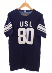 チャンピオン Champion 70s Vintage Football Tee ヴィンテージ フットボール ティー 70年代 バータグ ガレッジ ロゴ 両面 ナンバリング USA製 ロンT ネイビー Lサイズ 103MT-4833