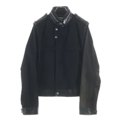 SAINT LAURENT PARIS (サンローランパリ) ラムレザー コットン切り替え ミリタリージャケット ブルゾン ブラック 314596のサムネイル