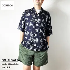 新品 corisco コリスコ レーヨン アロハシャツ メンズ 花柄 ボタニカル フラワー柄 ネイビー 紺 ALOH SHIRTS M L LL XL フラワー 131960のサムネイル