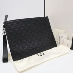 ★3日以内返品可★ 極美品 GUCCI グッチ グッチシマ レザー クラッチバッグ 473963 クラッチバッグ ブラック カーフレザー メンズのサムネイル