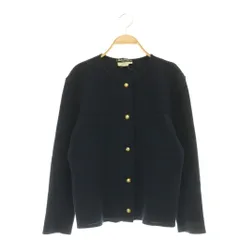 サルヴァトーレフェラガモ Salvatore Ferragamo ヴィンテージ 金ボタン ニットジャケット ノーカラー M ネイビー /CX ■OSのサムネイル
