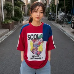 【ScoLar】アップル アップリケライン入りTシャツ(162713)