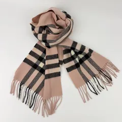 【中古】BURBERRY バーバリー ノバチェック マフラー カシミヤ ピンク ヴィンテージ レディース HIBUOCHI VINTAGE hboc260617a02