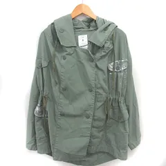 ザラウーマン ZARA WOMAN SPARKLING PARKA ジャケット アウター フード スパンコール フード ダブルボタン S 緑 カーキ /TT ■ECA006のサムネイル