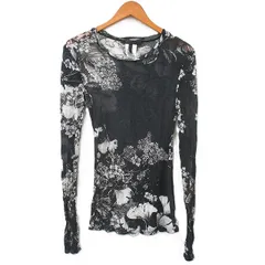 ビーシービージーマックスアズリア BCBGMAXAZRIA シアー カットソー 長袖 花柄 S ブラック 黒 /KT7 ■ECD005のサムネイル