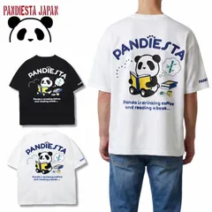 新品 メンズ PANDIESTA パンディエスタ 半袖 Tシャツ 半袖Tシャツ ティーシャツ 読書 パンダ キャラクター 刺繍 プリント ユニセックス レディース 白 ホワイト 黒 ブラックのサムネイル