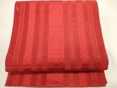 平和屋着物＊夏物　本場筑前博多織　八寸名古屋帯　紗献上　茜色　正絹　逸品　DABH1837cd