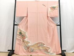 平和屋着物○男性 紬 ちぢみ織 色無地 藍鉄色 正絹 逸品 AABI5186cs