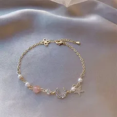 ブレスレット レディース チェーン 星 月 ムーン スター パール ビーズ ハート 揺れる 華奢見え 上品 大人可愛い 韓国風 フェミニン ガーリー 高級感 デート カフェ お出かけ 女子会 誕生日 クリスマス プレゼント ギフト ギフト対応 高級感BOX包装