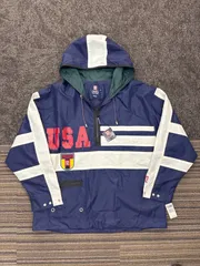 90s〜 CHAPS RALPH LAUREN タグ付き DEADSTOCK ハーフジップ ナイロンジャケット Mサイズ 送料無料♪のサムネイル