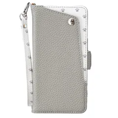 YYKKTWBY case for iPhone 16 Pro対応 カバー アイフォン16 プロ ケース 手帳型 かわいい 猫の足跡 ストラップ付き マグネット式 財布型 横置きスタンド機能付き カードポケットつき 耐衝撃 全面保護 (B1-グレー, iPho