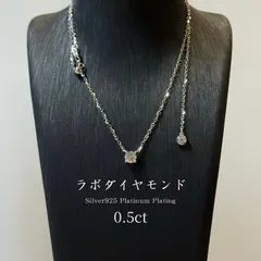 ラボダイヤモンド0.5ct +モアサナイト0.1ct　一粒ネックレス　Silver925プラチナ仕上げ　【LBP1N】