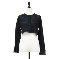 【美品】JANE SMITH ジェーンスミス カーディガン ブラック 黒 サイズ:38(M)  26春夏 ナイロン コットン フラワーレース チュール コンビ カーディガン ショート丈 長袖 クルーネック シアー コットン【レディース】【中古】のサムネイル