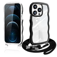 【新品】 Guokaien iPhone12 Pro Max 用の ケース クリア ショルダー いphone 12 Pro Max スマホケース カバー 透明 TPU ストラップ付き 肩掛け 首掛け 紐付き 斜めがけ 創意 個性 可愛い かわいい 韓国 耐 0