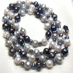 本真珠 SV セミバロックパールブレスレット マルチカラー 8.4〜8.8mm 