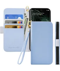 ★Google Pixel 6 ケース 手帳型, グーグル ピクセル 6 用 カバー, 人気おしゃれ財布型カード収納 携帯ケース, ライチ柄高質PUレザー 良い触り心地 ケース サイドマグネット式 スマホケース (ライトブルー/Light blue)のサムネイル