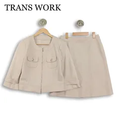 TRANS WORK トランスワーク 春夏★ フォーマル ビジネス ドビー スーツ セットアップ 日本製 Sz.40 レディースのサムネイル