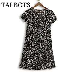 【新品 未使用】 TALBOTS タルボット 春夏★ 半袖 ひざ丈 総柄 幾何学柄 ジャージー ワンピース Sz.S レディースのサムネイル