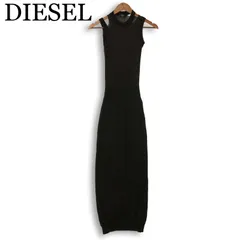 DIESEL ディーゼル 春夏★ マキシ丈 シースルー 切替 リブ ニット ロング ワンピース Sz.XXS レディース 黒のサムネイル
