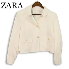 ZARA ザラ 春夏★ レーヨン ショート テーラード ジャケット Sz.L レディース 白