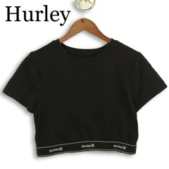 Hurley ハーレー 春夏★ 半袖 ショート丈 ロゴ ストレッチ Tシャツ カットソー Sz.M レディース 黒のサムネイル