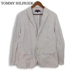 TOMMY HILFIGER トミーヒルフィガー 春夏★ リネン ストライプ テーラード ジャケット Sz.M メンズのサムネイル