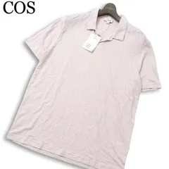 【新品 未使用】 COS コス 春夏★ 麻 リネン100% 半袖 メランジ ボタンダウン ポロシャツ Sz.L メンズ ピンク系のサムネイル