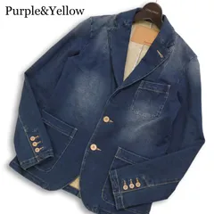 Purple&Yellow パープル&イエロー 通年★ デニム ストレッチ USED加工 アンコン テーラード ジャケット Sz.S メンズのサムネイル