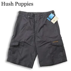【新品 未使用】 Hush Puppies ハッシュパピー 春夏★ ヘリンボーン ワッペン カーゴ ショート パンツ Sz.M メンズ 灰のサムネイル