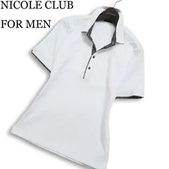 25SS★ NICOLE CLUB FOR MEN ニコルクラブ フォーメン 春夏★ 半袖 切替 スリム リブ BD ポロシャツ Sz.46 メンズ 白のサムネイル