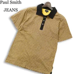 Paul Smith JEANS ポールスミス ジーンズ 春夏 コットン100％★ 半袖 総柄 幾何学柄 切替 BD ポロシャツ Sz.L メンズ 黄色系のサムネイル