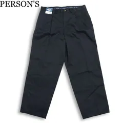 日本製生地★ 【新品 未使用】 PERSON'S パーソンズ 通年★ タック スラックス パンツ 大きいサイズ Sz.88 メンズ 紺のサムネイル